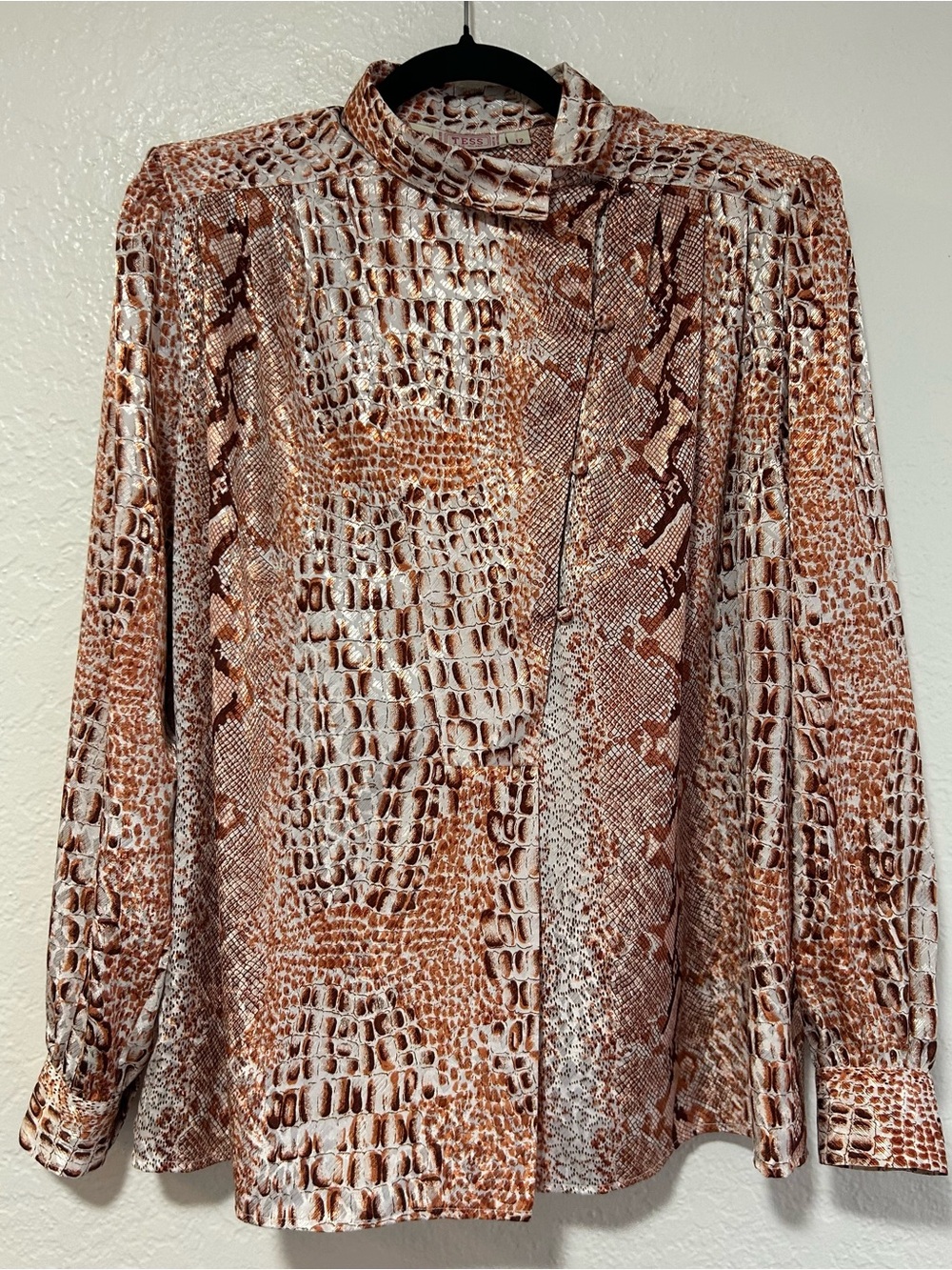 Tess-Paris-Milano Women's Snake-Print Button-Down Blouse